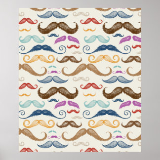 Póster Poster del patrón de bigote de hipster