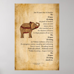 Póster poster del pergamino "Marcha en" del Poema Elephan