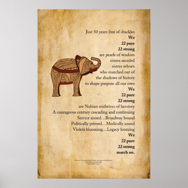 Póster poster del pergamino "Marcha en" del Poema Elephan (Frente)