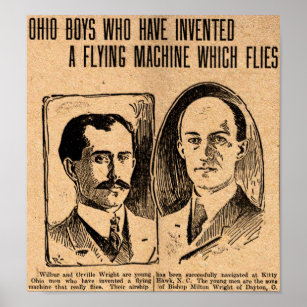 Póster poster del periódico Wright Brothers de 1903