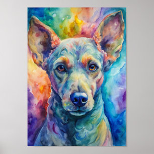 Póster Poster del perro de pintura de color acuático