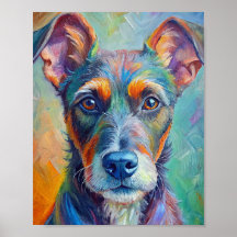 Poster del perro de pintura de color acuático
