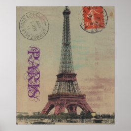 Póster Poster del Personalizable francés Eiffel Tower Vin