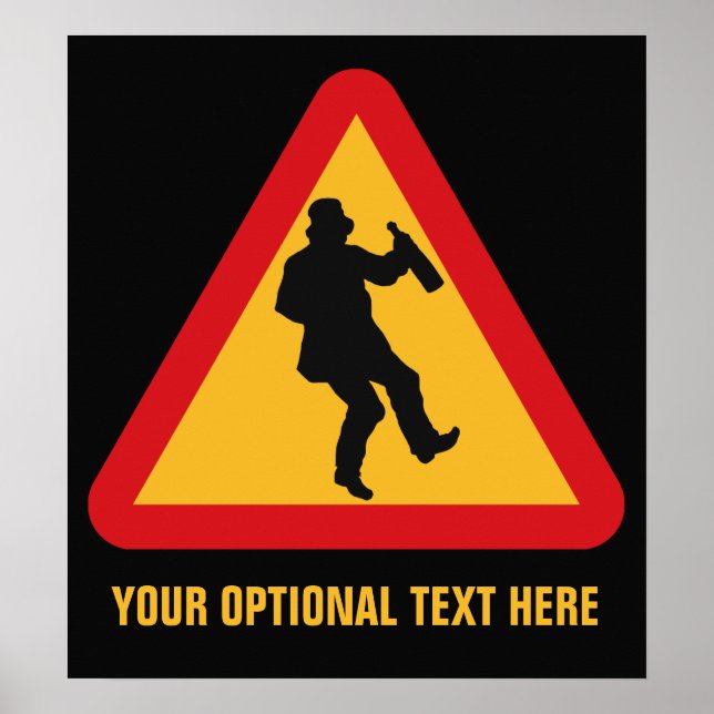 Póster Poster del personalizado de advertencia de borrach (Frente)