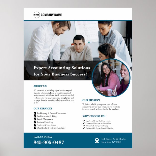 Póster Poster del Personalizado de Servicios de Contabili (Frente)