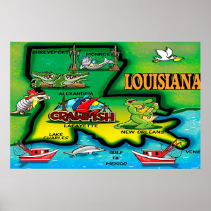 Póster Poster del Personalizado del Estado de Louisiana