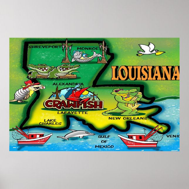 Póster Poster del Personalizado del Estado de Louisiana (Frente)