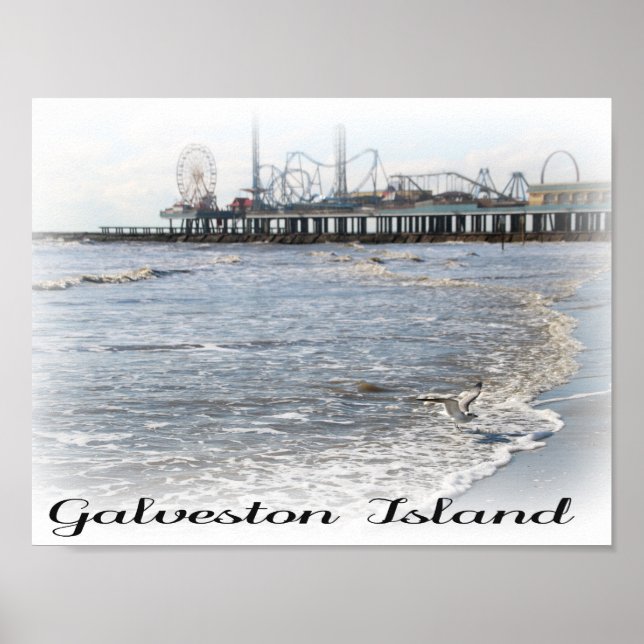 Póster Poster del Pier del Placer de la Isla Galveston (Frente)