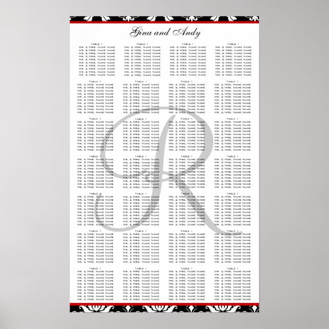 Póster Poster del plan de asientos de casamiento de Damas (Frente)