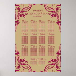 Póster Poster del plan de asientos Rustic Pink Gold