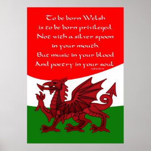 Póster Poster del poema Galés - dragón Galés de la