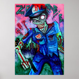 Póster Poster del poli del zombi
