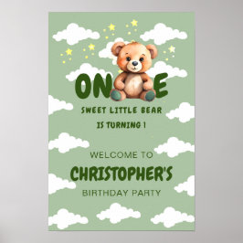 Póster Poster del primer cumpleaños del oso