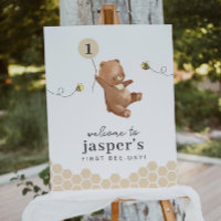 Poster del primer día de bebe del oso de miel