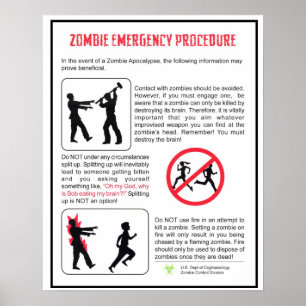 Póster Poster del procedimiento de emergencia del zombi