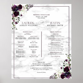 Póster Poster del programa Plum Purple Floral Marble Wedd