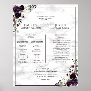 Póster Poster del programa Plum Purple Floral Marble Wedd