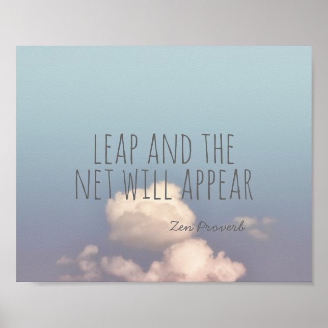 Póster poster del proverbio zen con foto del cielo azul (Frente)