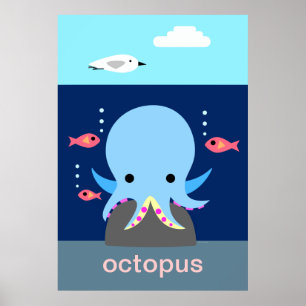 Póster Poster del pulpo azul