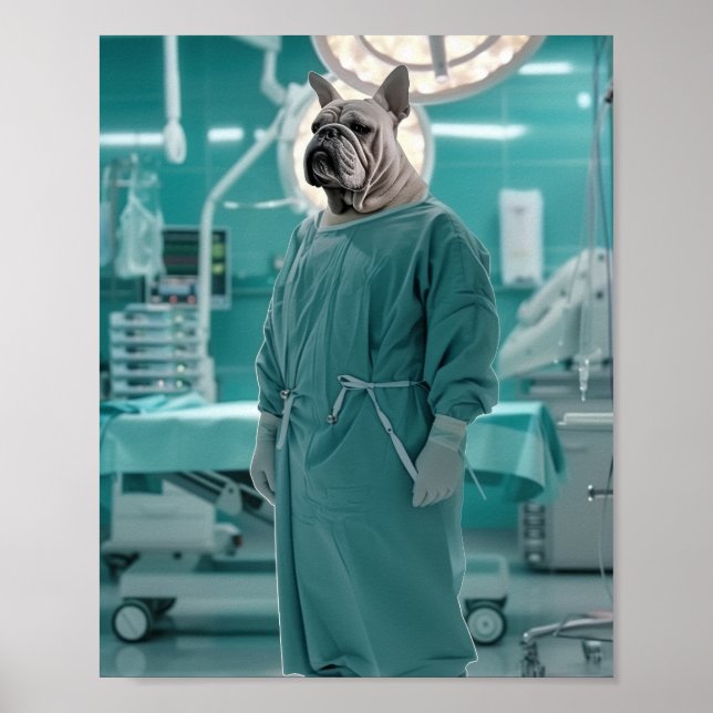 Póster Poster del quirófano médico con Bulldo (Frente)