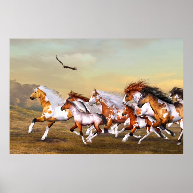 Póster Poster del rebaño de caballos salvajes (Frente)