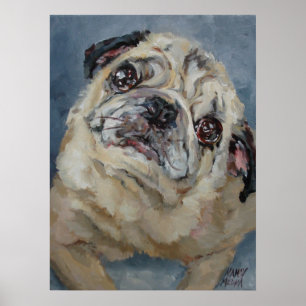 Póster Poster del retrato de Elvis Puggy por Nancy Medina