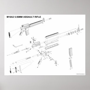 Póster Poster del rifle de asalto de M16A2 5.56m m