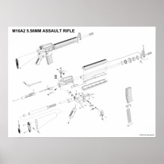 Póster Poster del rifle de asalto M16A2 de 5,56 mm