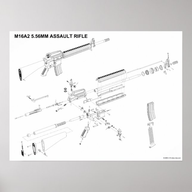 Póster Poster del rifle de asalto M16A2 de 5,56 mm (Frente)