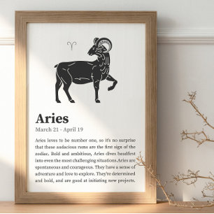 Póster Poster del Rótulo Aries Zodiac