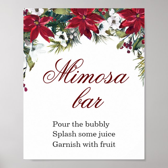 Póster Poster del Rótulo de bar Mimosa floral de Poinsett (Frente)