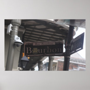 Póster Poster del Rótulo de la calle Bourbon