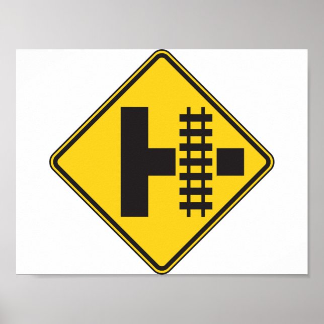 Póster Poster del Rótulo de la carretera de cruce de ferr (Frente)