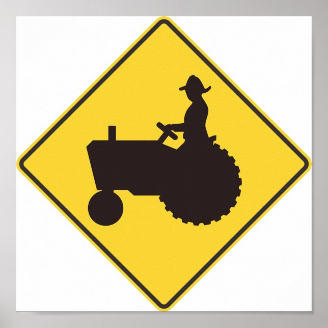 Póster Poster del Rótulo de la carretera del tractor (Frente)