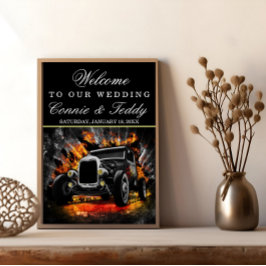 Póster Poster del Rótulo del Boda contra incendios del fi