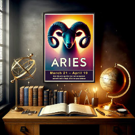 Póster Poster del Rótulo Vibrant Aries Zodiac