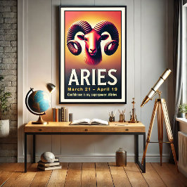 Póster Poster del Rótulo Vibrant Aries Zodiac