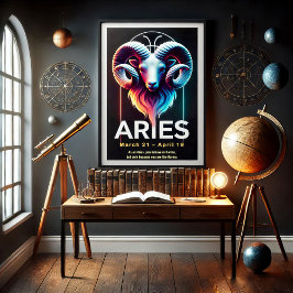 Póster Poster del Rótulo Vibrant Aries Zodiac