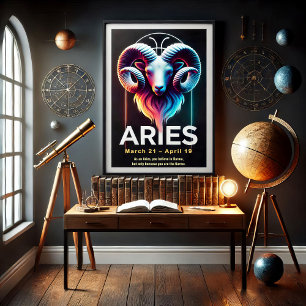 Póster Poster del Rótulo Vibrant Aries Zodiac