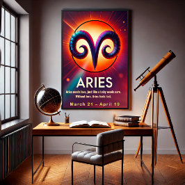 Póster Poster del Rótulo Vibrant Aries Zodiac