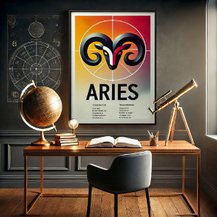 Póster Poster del Rótulo Vibrant Aries Zodiac