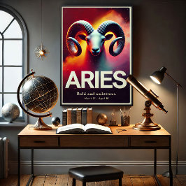 Póster Poster del Rótulo Vibrant Aries Zodiac