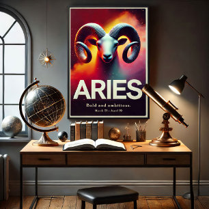 Póster Poster del Rótulo Vibrant Aries Zodiac