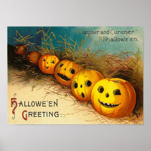 Póster Poster del saludo de Halloween del vintage