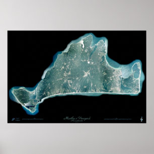 Póster Poster del satélite de Massachusetts del viñedo de