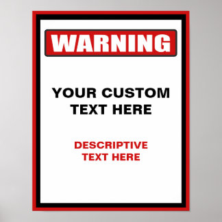 Póster Poster del signo de advertencia 11x14 Personalizad