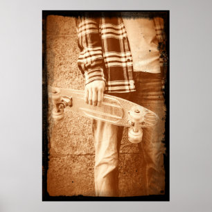 Póster poster del Skateboard de la Escuela Vieja de los 9