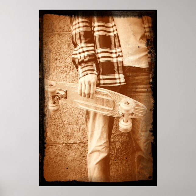 Póster poster del Skateboard de la Escuela Vieja de los 9 (Frente)