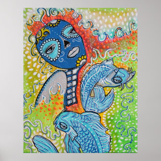 Póster Poster del Skull del Azúcar de Koi Fish