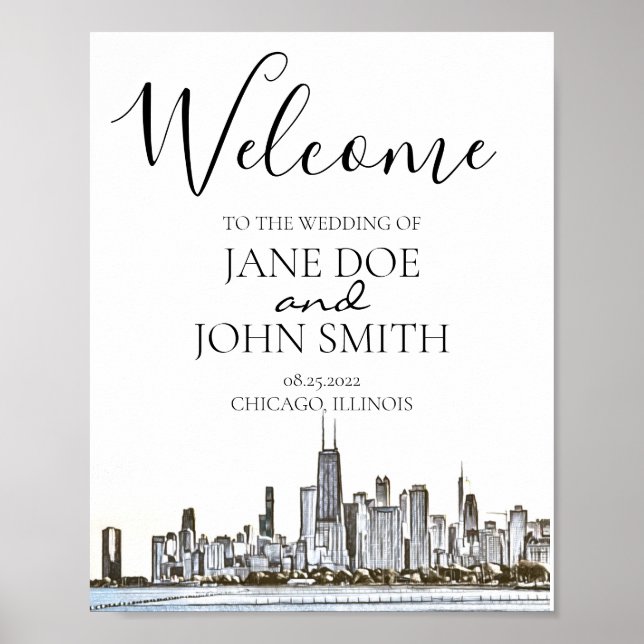 Póster Poster del Skyline de Chicago (Frente)